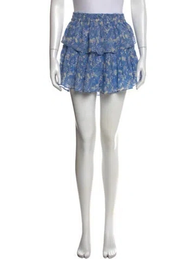Pre-owned Loveshackfancy Silk Mini Skirt In Blue