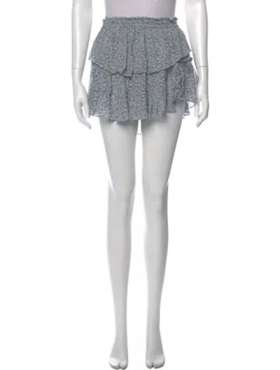 Pre-owned Loveshackfancy Silk Mini Skirt In Blue