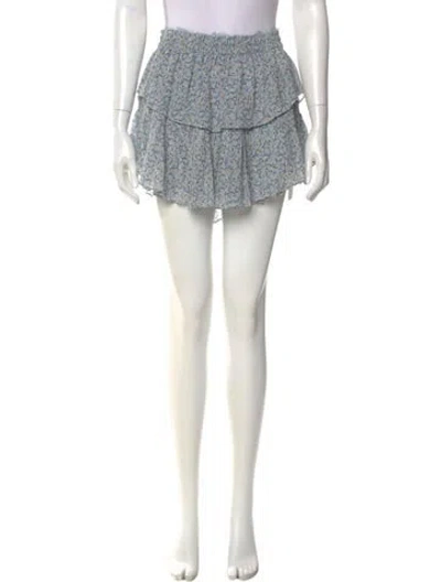 Pre-owned Loveshackfancy Silk Mini Skirt In Blue