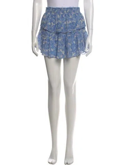 Pre-owned Loveshackfancy Silk Mini Skirt In Blue