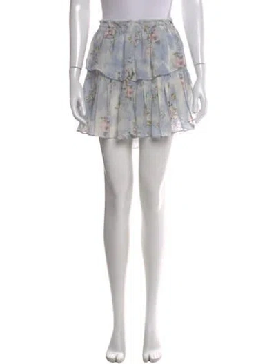 Pre-owned Loveshackfancy Silk Mini Skirt In Blue