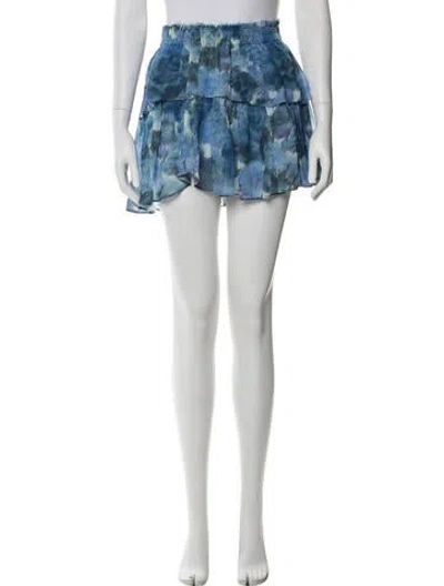 Pre-owned Loveshackfancy Silk Mini Skirt In Blue