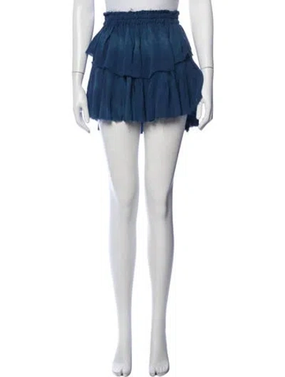 Pre-owned Loveshackfancy Silk Mini Skirt In Blue