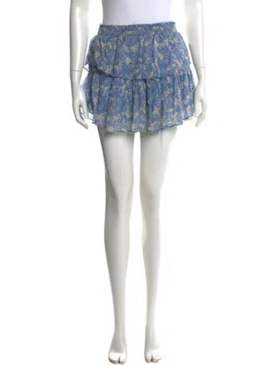 Pre-owned Loveshackfancy Silk Mini Skirt In Blue