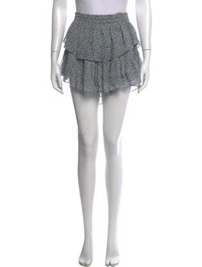 Pre-owned Loveshackfancy Silk Mini Skirt In Blue