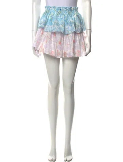 Pre-owned Loveshackfancy Silk Mini Skirt In Blue