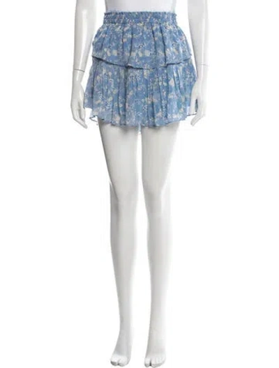 Pre-owned Loveshackfancy Silk Mini Skirt In Blue