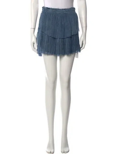 Pre-owned Loveshackfancy Silk Mini Skirt In Blue