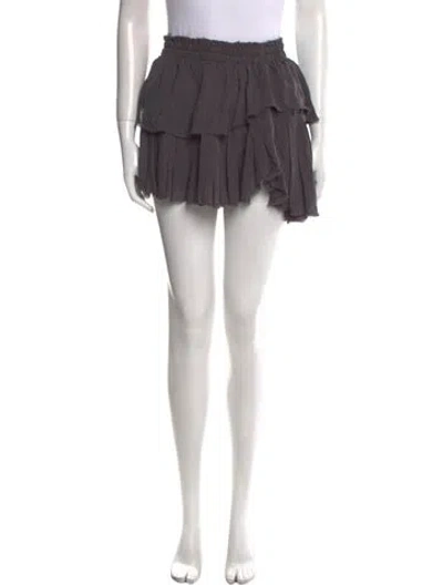 Pre-owned Loveshackfancy Silk Mini Skirt In Gray