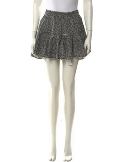 Pre-owned Loveshackfancy Silk Mini Skirt In Gray