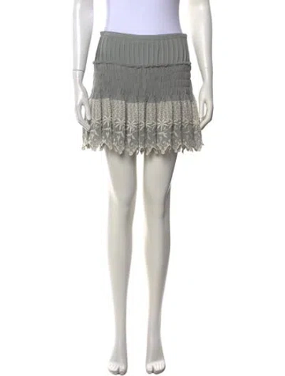 Pre-owned Loveshackfancy Silk Mini Skirt In Gray
