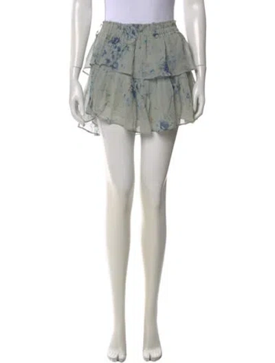 Pre-owned Loveshackfancy Silk Mini Skirt In Green