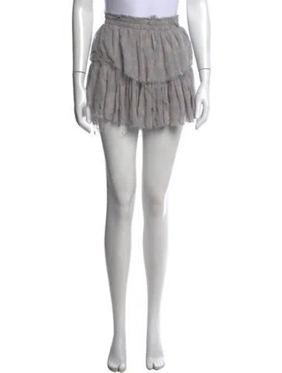 Pre-owned Loveshackfancy Silk Mini Skirt In Grey