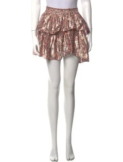 Pre-owned Loveshackfancy Silk Mini Skirt In Metallic/pink