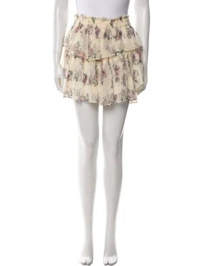 Pre-owned Loveshackfancy Silk Mini Skirt In Neutral