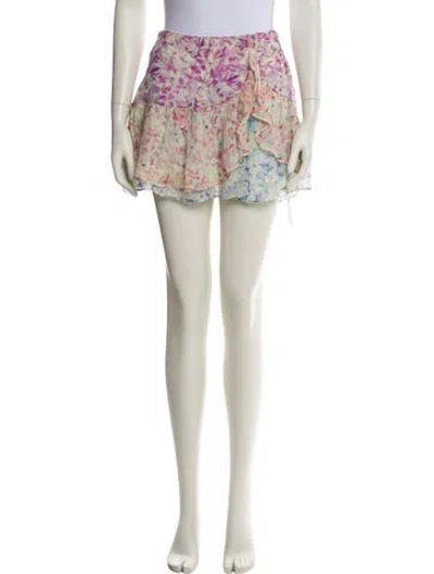 Pre-owned Loveshackfancy Silk Mini Skirt In Neutral