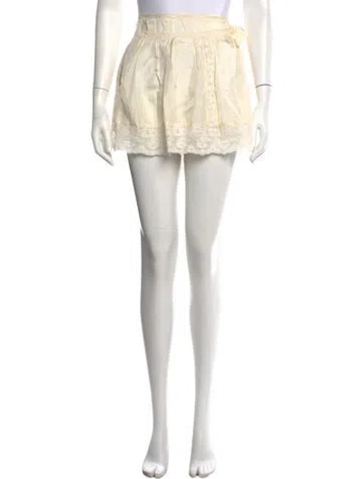 Pre-owned Loveshackfancy Silk Mini Skirt In Neutral
