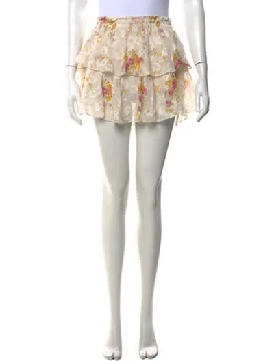 Pre-owned Loveshackfancy Silk Mini Skirt In Neutral