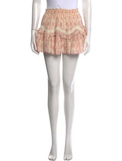 Pre-owned Loveshackfancy Silk Mini Skirt In Neutrals/pink