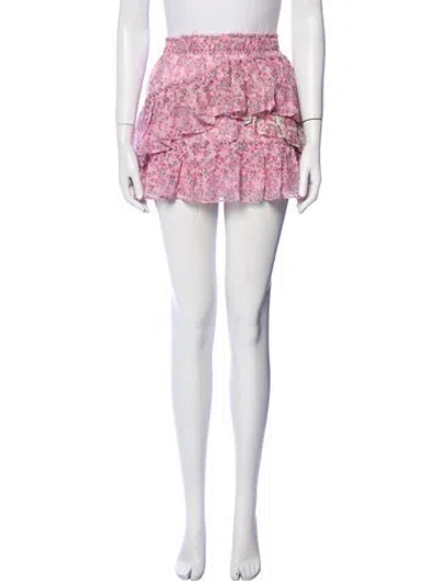 Pre-owned Loveshackfancy Silk Mini Skirt In Pink