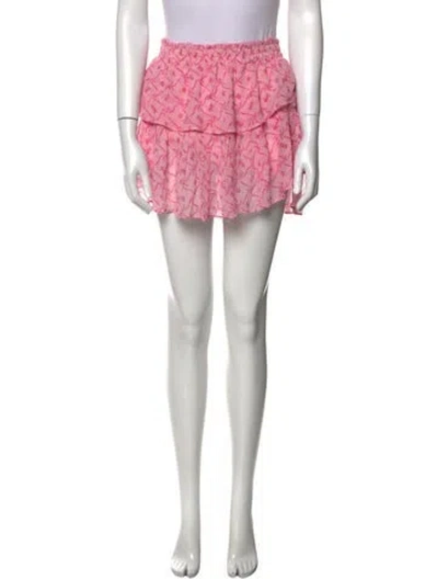 Pre-owned Loveshackfancy Silk Mini Skirt In Pink
