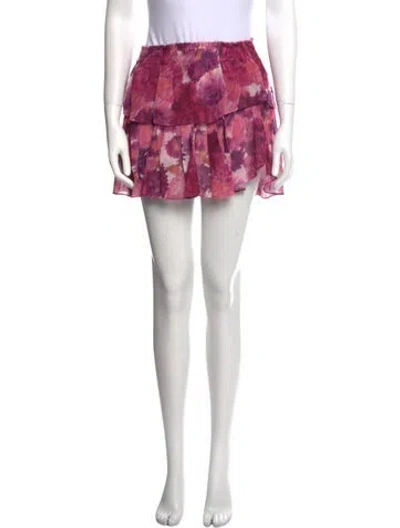 Pre-owned Loveshackfancy Silk Mini Skirt In Pink