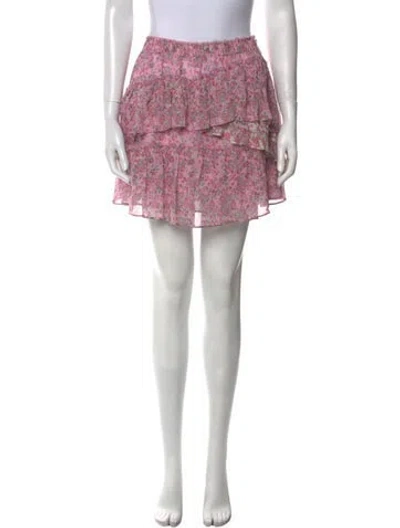 Pre-owned Loveshackfancy Silk Mini Skirt In Pink