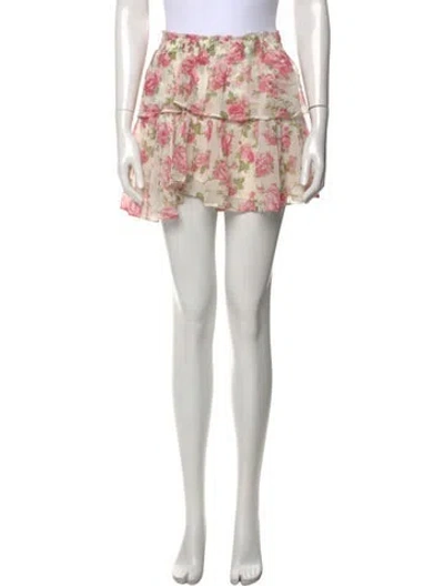 Pre-owned Loveshackfancy Silk Mini Skirt In Pink