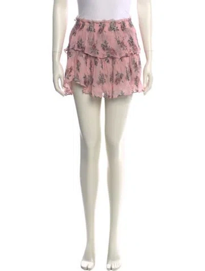 Pre-owned Loveshackfancy Silk Mini Skirt In Pink