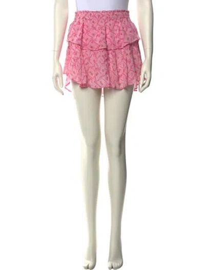 Pre-owned Loveshackfancy Silk Mini Skirt In Pink