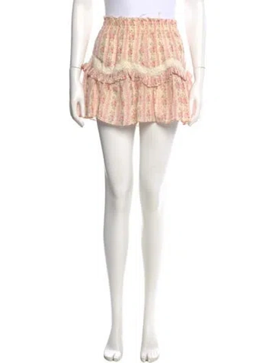 Pre-owned Loveshackfancy Silk Mini Skirt In Pink