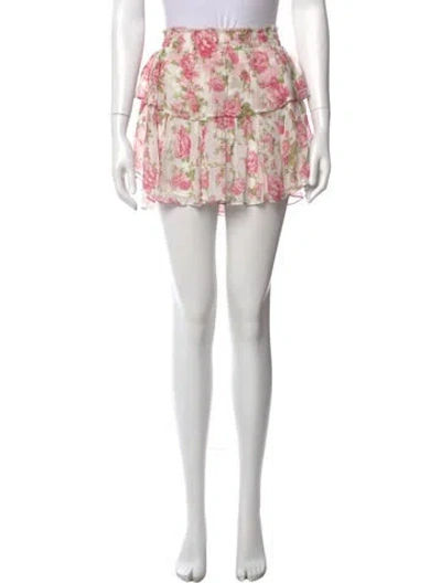 Pre-owned Loveshackfancy Silk Mini Skirt In Pink