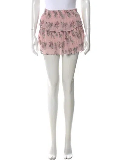 Pre-owned Loveshackfancy Silk Mini Skirt In Pink