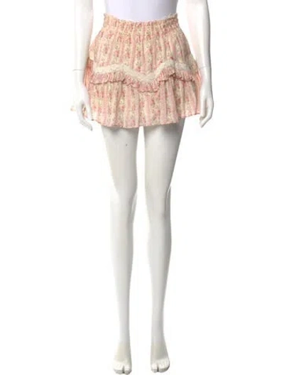 Pre-owned Loveshackfancy Silk Mini Skirt In Pink