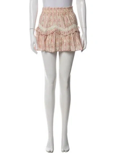 Pre-owned Loveshackfancy Silk Mini Skirt In Pink