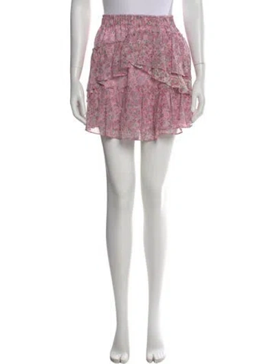 Pre-owned Loveshackfancy Silk Mini Skirt In Pink