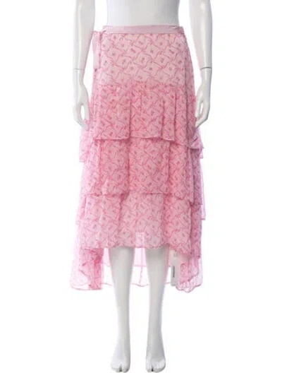 Pre-owned Loveshackfancy Silk Mini Skirt In Pink