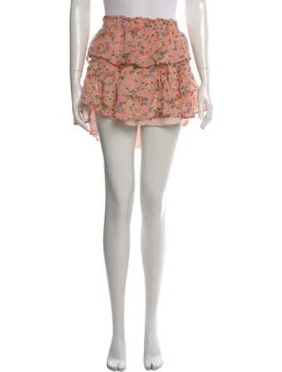 Pre-owned Loveshackfancy Silk Mini Skirt In Pink