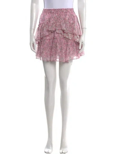 Pre-owned Loveshackfancy Silk Mini Skirt In Pink