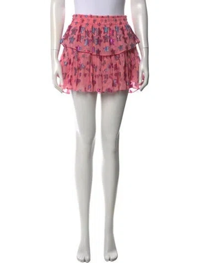 Pre-owned Loveshackfancy Silk Mini Skirt In Pink