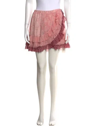 Pre-owned Loveshackfancy Silk Mini Skirt In Pink
