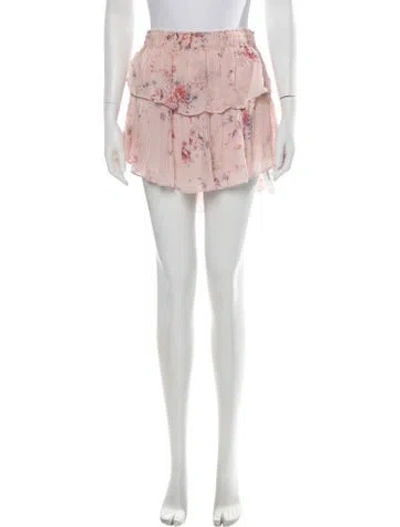 Pre-owned Loveshackfancy Silk Mini Skirt In Pink