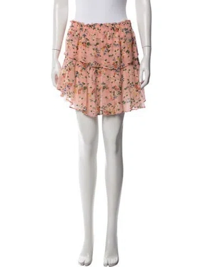 Pre-owned Loveshackfancy Silk Mini Skirt In Pink