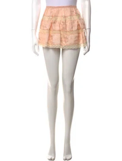 Pre-owned Loveshackfancy Silk Mini Skirt In Pink