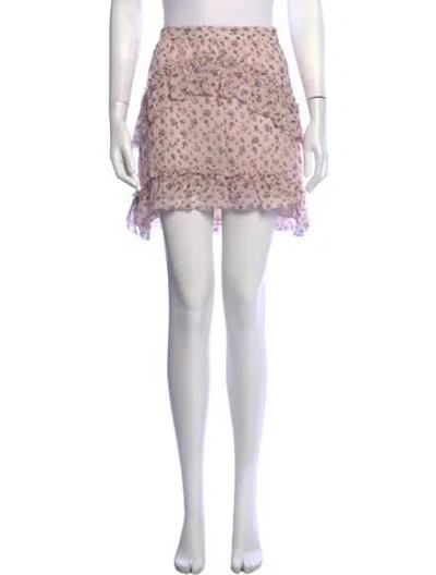 Pre-owned Loveshackfancy Silk Mini Skirt In Pink