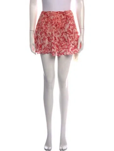 Pre-owned Loveshackfancy Silk Mini Skirt In Pink/red