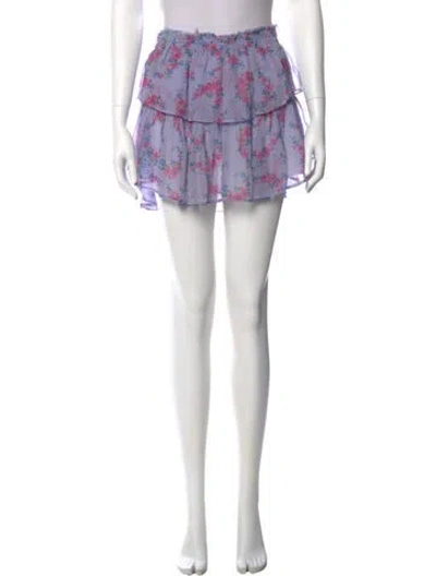 Pre-owned Loveshackfancy Silk Mini Skirt In Purple