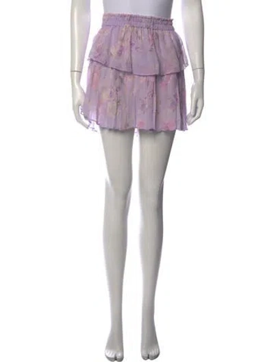 Pre-owned Loveshackfancy Silk Mini Skirt In Purple