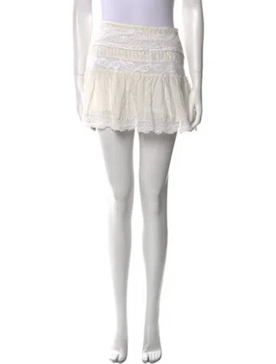Pre-owned Loveshackfancy Silk Mini Skirt In White