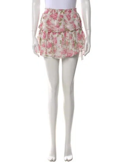 Pre-owned Loveshackfancy Silk Mini Skirt In White